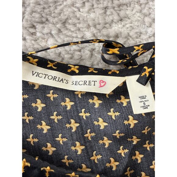 Victorias Secret Size S Silk Floral Boho Sleepwear Tank Cami Top Gold - Picture 5 of 7